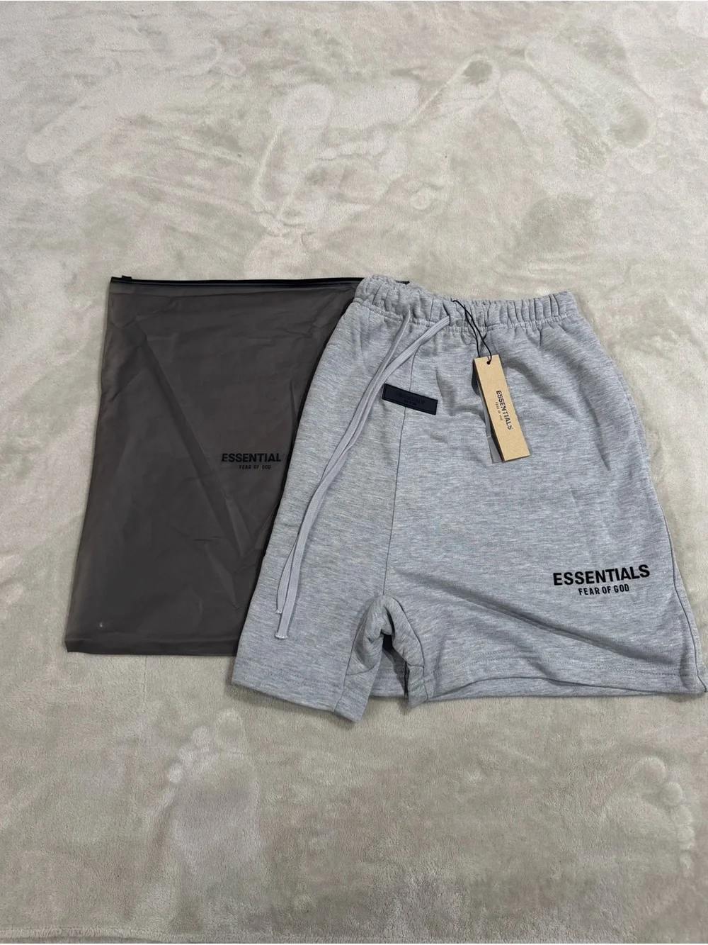 Essentials Light Gray Logo Athletic Shorts